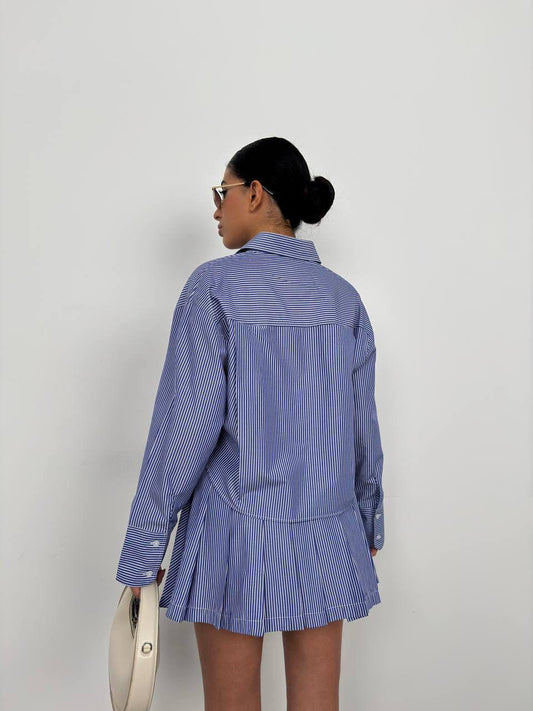 chemise crop rayée oversize femme