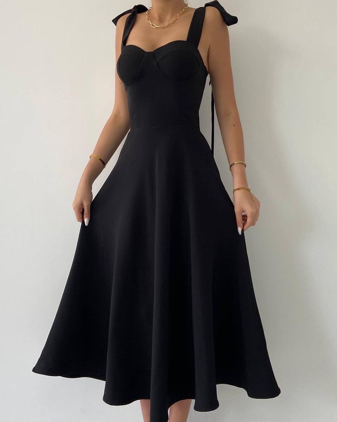 Robe Longue Noire noeud