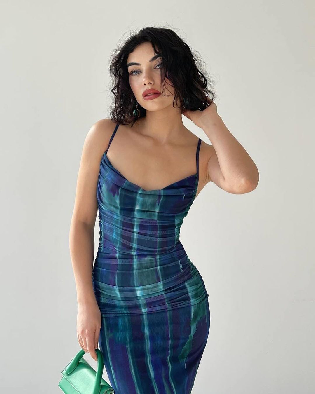 Robe à Bretelles Moulante azul