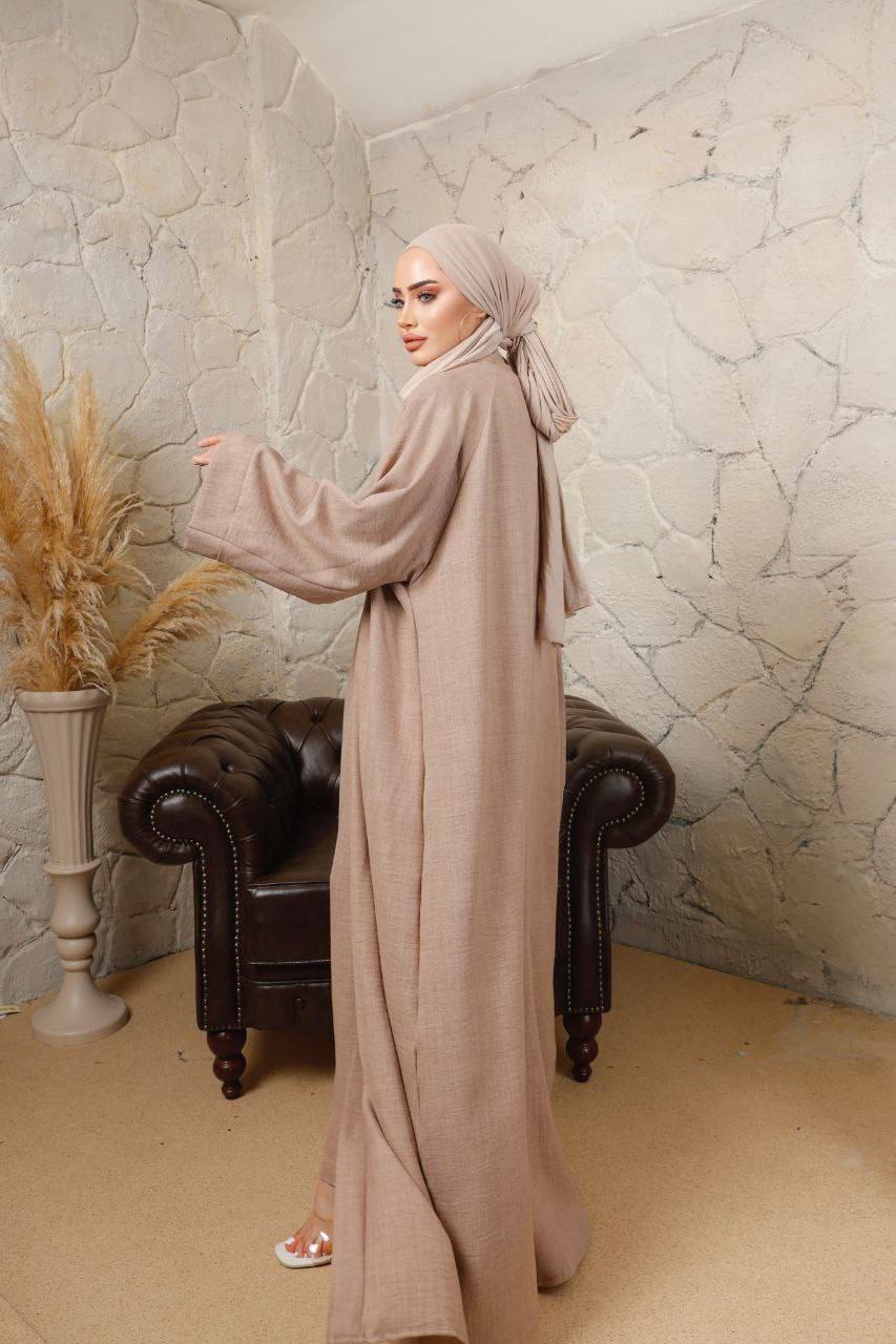 Ensemble Kimono Abaya  avec Robe Sans Manches et Ceinture Intégrée