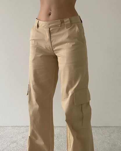 Pantalon Cargo Beige – Coupe Large & Taille Basse