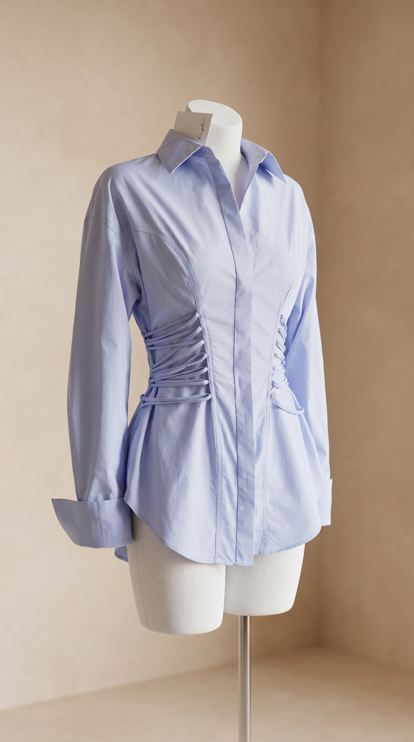 chemise bleue corset cintrée femme
