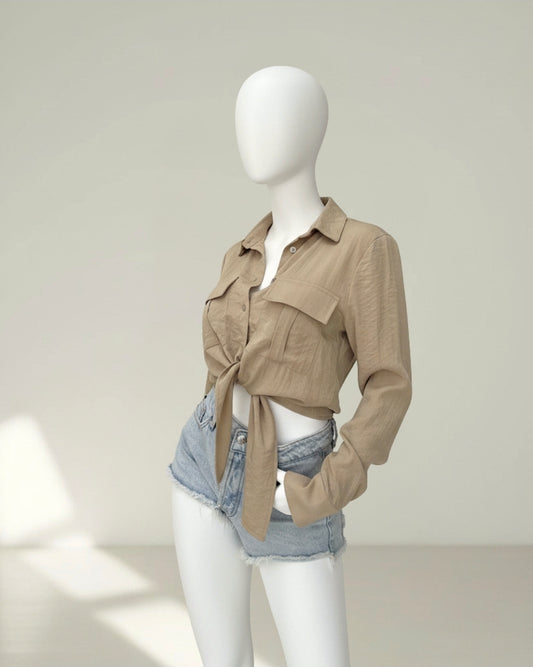 Chemise Nouée Femme – Coupe Fluide & Manches Longues