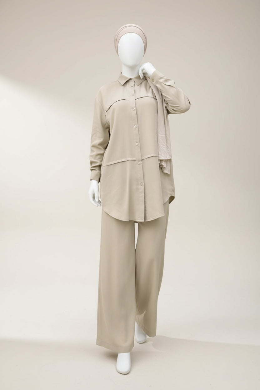 ensemble beige fluide femme chic