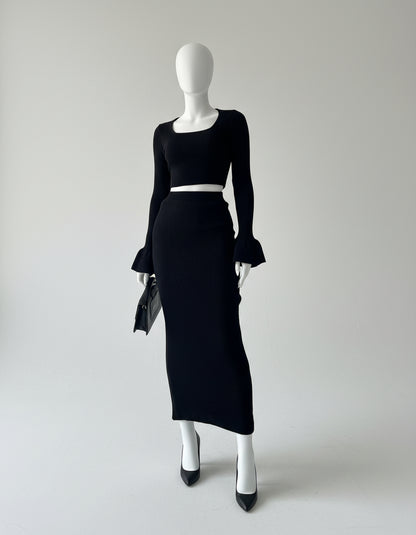 ensemble noir maille femme chic