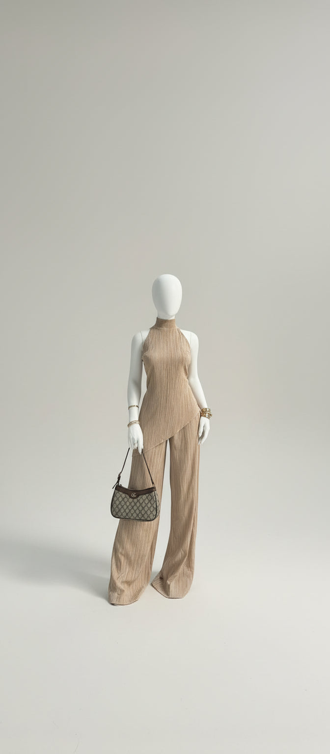 ensemble plisse nude femme chic