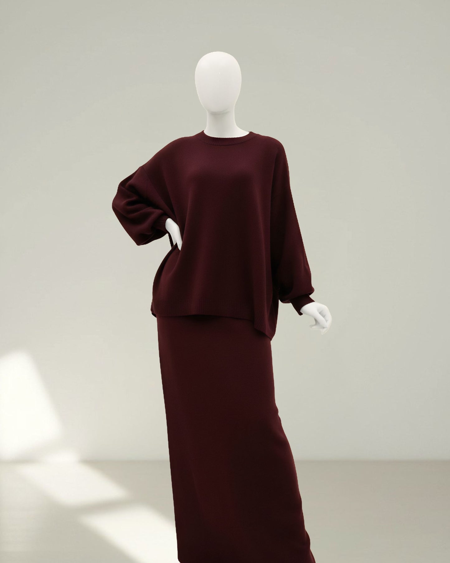 Ensemble Confort Luxe Bordeaux – 2 Pièces Chic Oversize