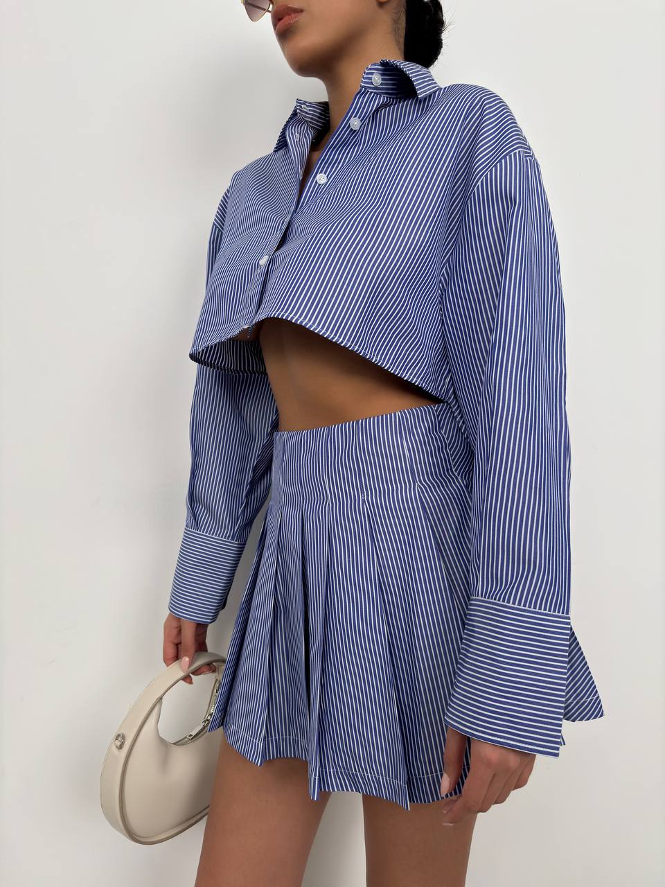 jupe plissée rayée femme taille haute