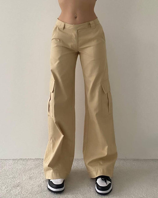 Pantalon Cargo Beige – Coupe Large & Taille Basse