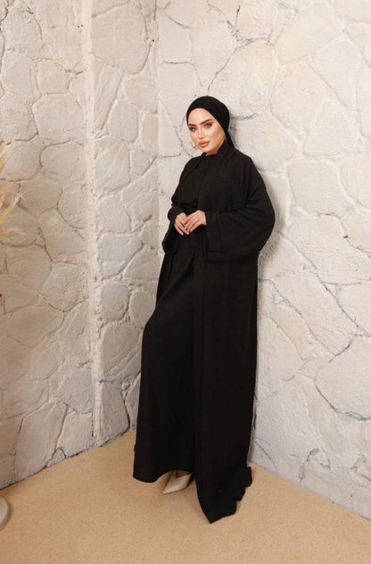 Ensemble Kimono Abaya  avec Robe Sans Manches et Ceinture Intégrée