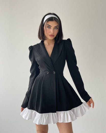 robe blazer noire femme coupe évasée chic