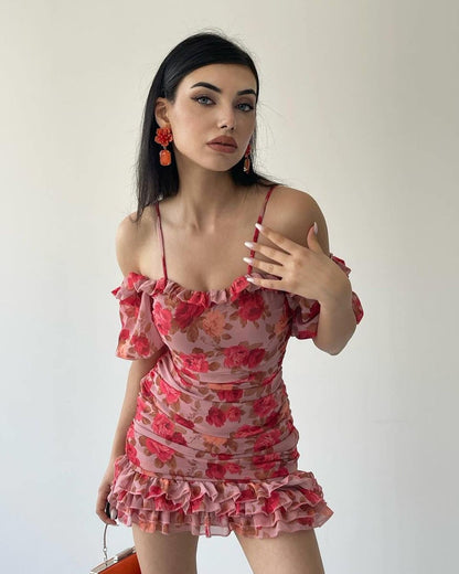 robe ete fleurie manches bouffantes femme