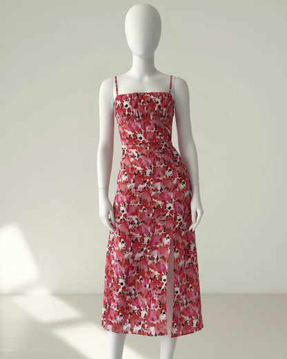 Robe Midi Nouée au Dos avec Fente