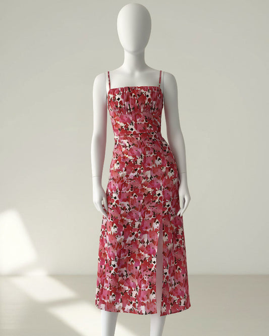 Robe Midi Nouée au Dos avec Fente