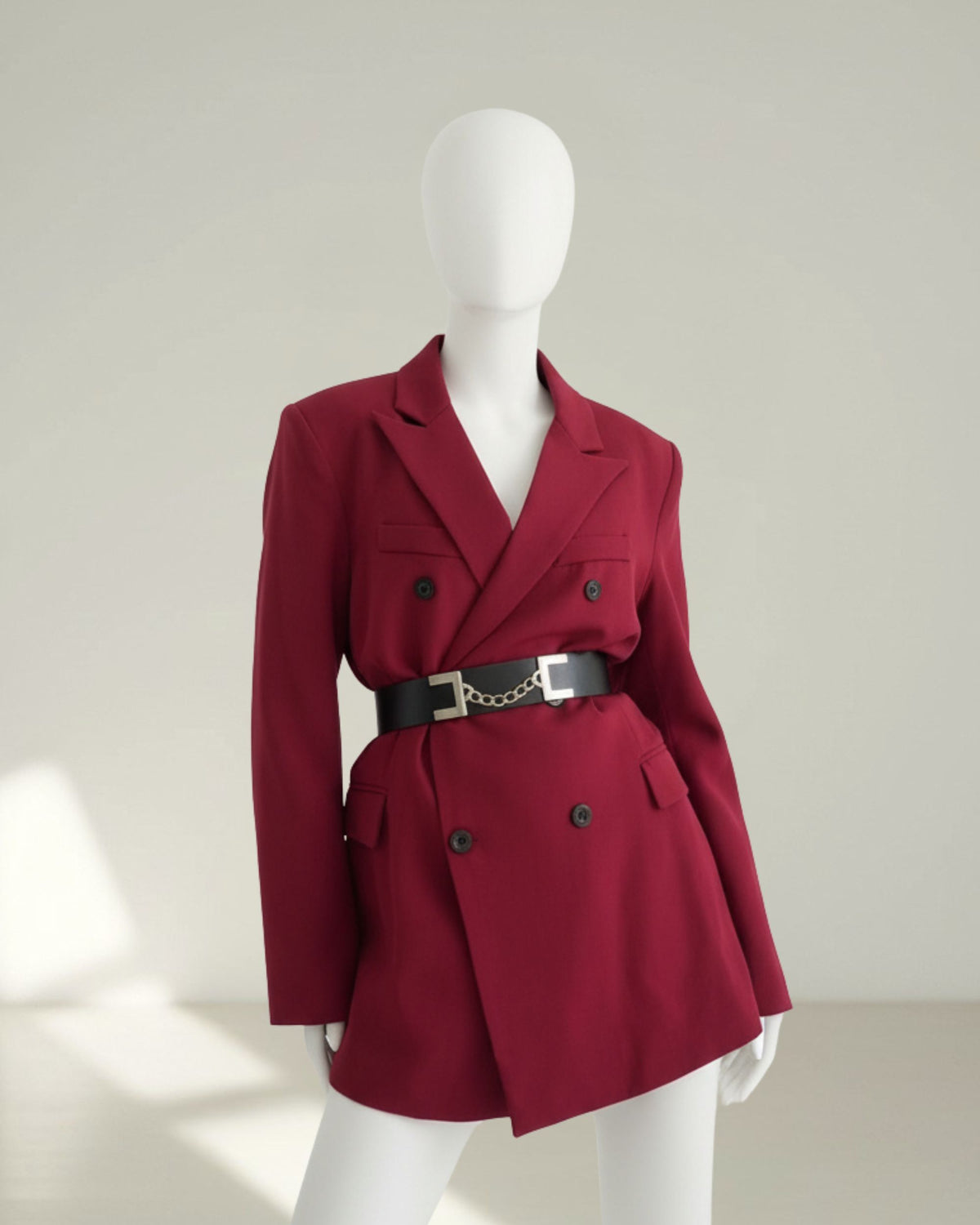 Blazer oversize bordeaux à double boutonnage — Noona Tendance